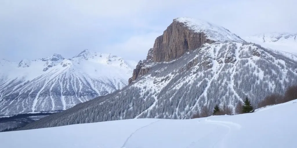Paysage hivernal des Pyrénées avec brèche de Roland.