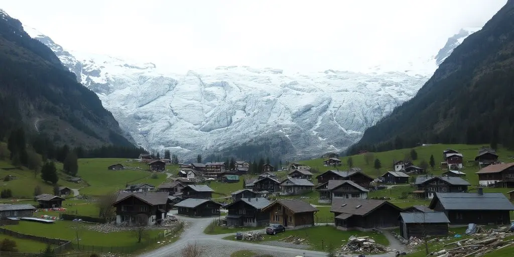 Village suisse dévasté par éboulement glaciaire
