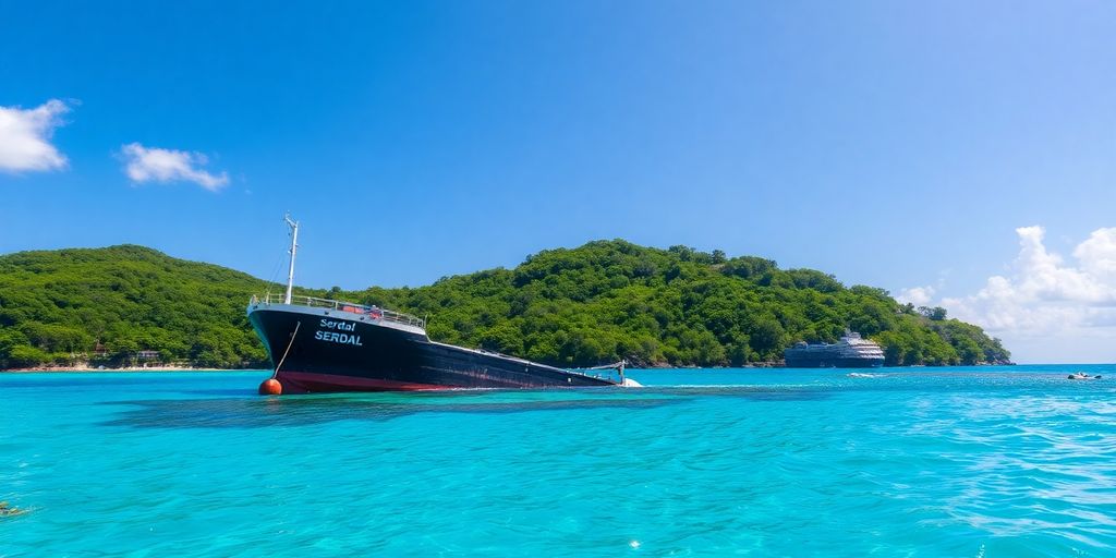 Bateau Serdal naufragé près de l'île