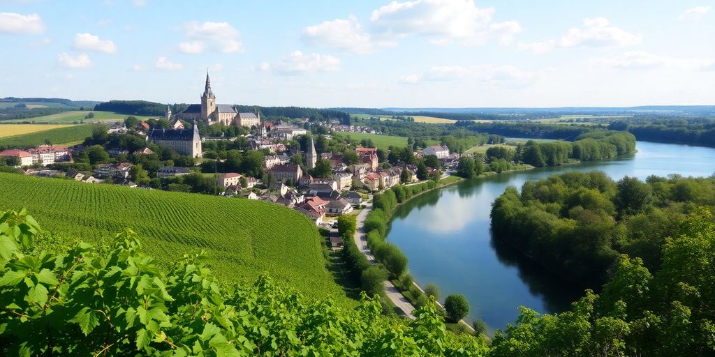 Vue des vignobles et villages pittoresques en Charente.