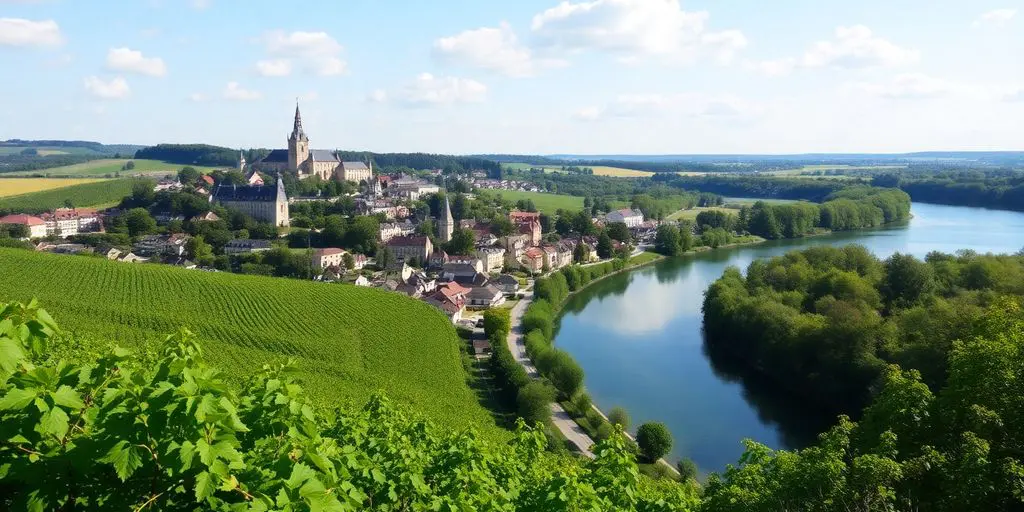 Vue des vignobles et villages pittoresques en Charente.