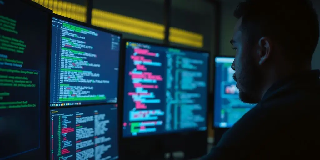 Professionnel de cybersécurité surveillant des écrans d'alerte.
