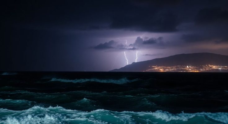 Ciel orageux au large de la Grèce après un séisme.