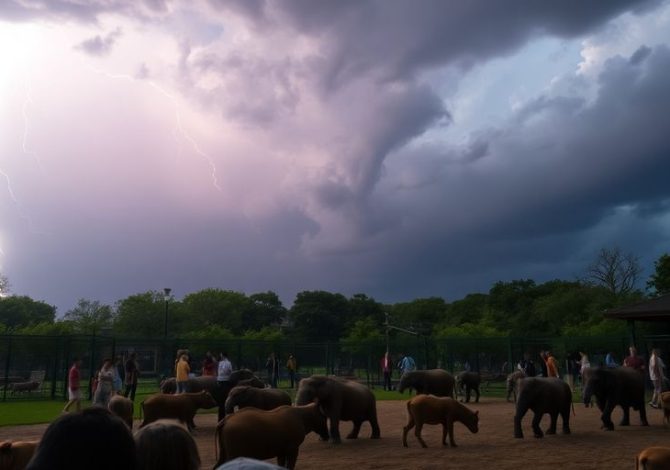 Foudre frappant le zoo de La Barben, animaux alarmés.