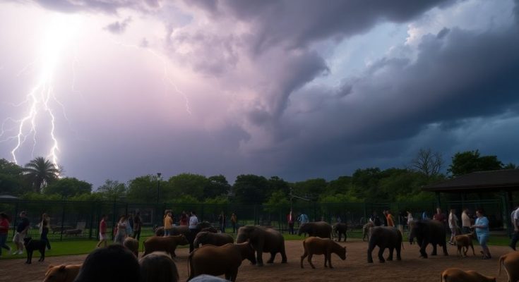 Foudre frappant le zoo de La Barben, animaux alarmés.