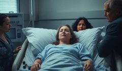 Femme en état de mort cérébrale dans un lit d'hôpital.