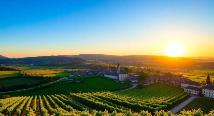 Paysage du Gers avec collines, vignobles et villages charmants.