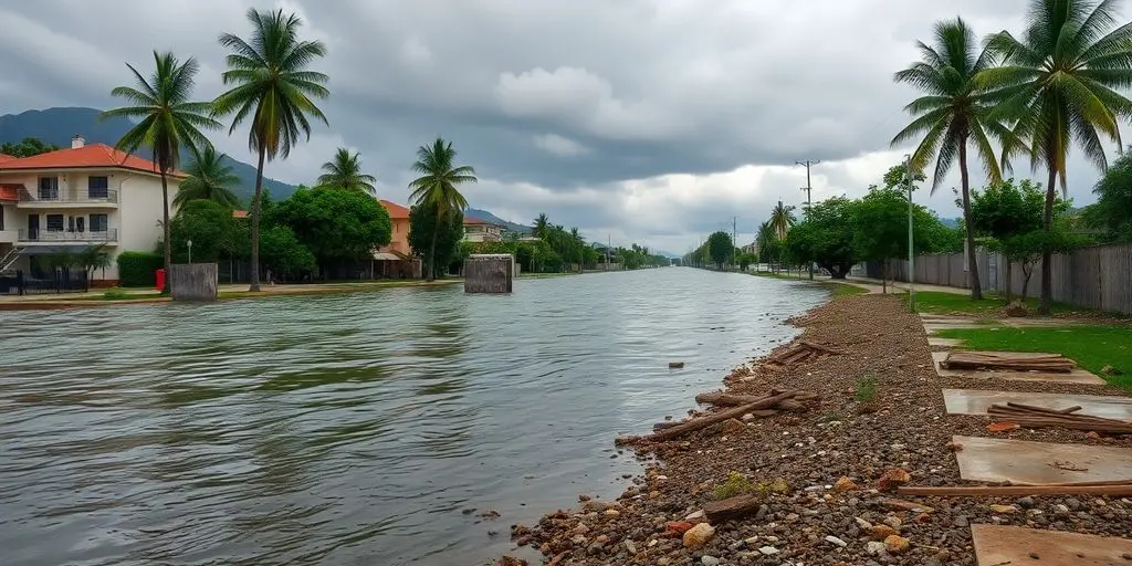 Paysage inondé d'Au Lavandou après la montée des eaux.