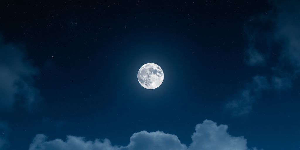 Une nouvelle lune brillante dans un ciel étoilé.