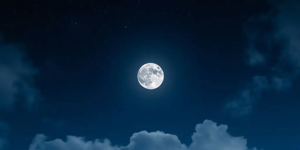 Une nouvelle lune brillante dans un ciel étoilé.