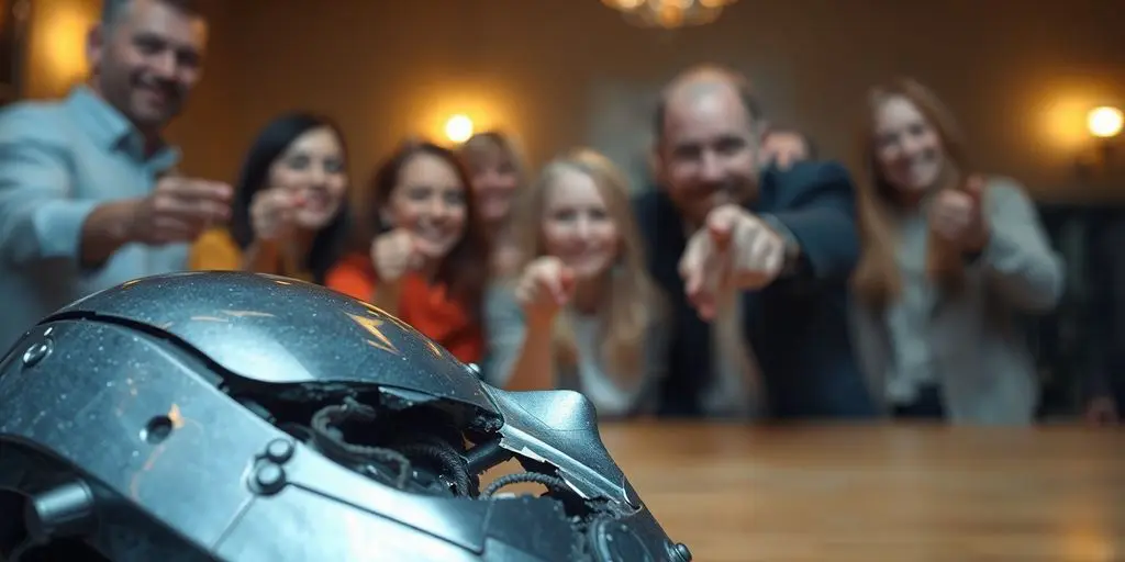 Robot de l'IA en panne, les gens rient