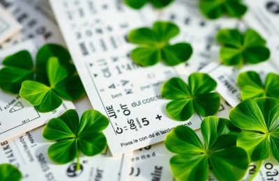 Billets de loterie et trèfles à quatre feuilles