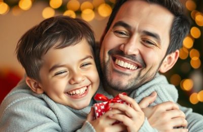 Un père et son enfant souriants et heureux