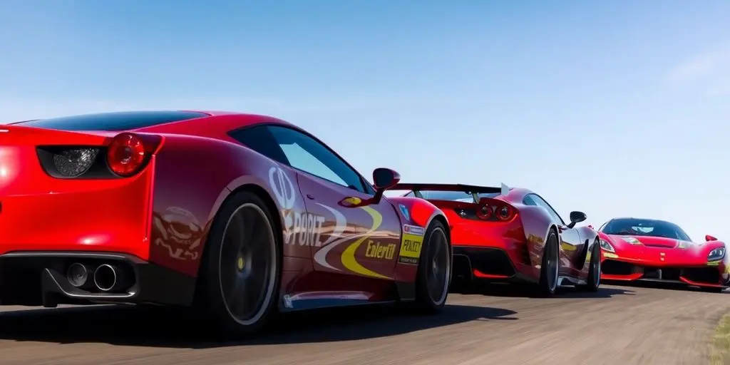 Voitures de course Cadillac, Ferrari, Toyota en action.