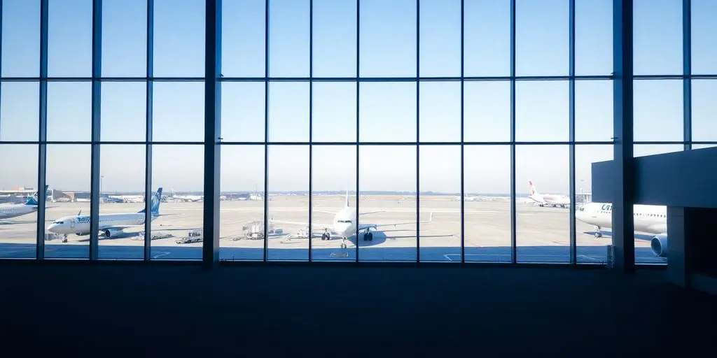 Avions au sol, passagers annulations, aéroport désert, Moyen-Orient