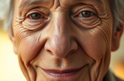 Personne âgée souriante, points de retraite.