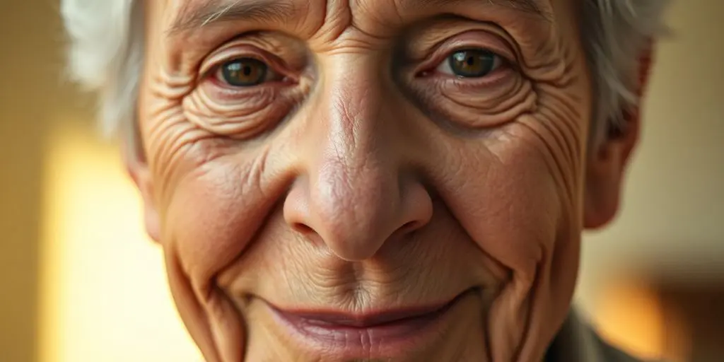 Personne âgée souriante, points de retraite.