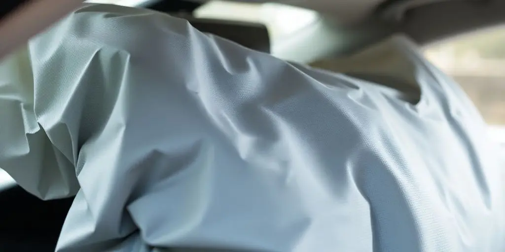 Airbag déployé après un accident.