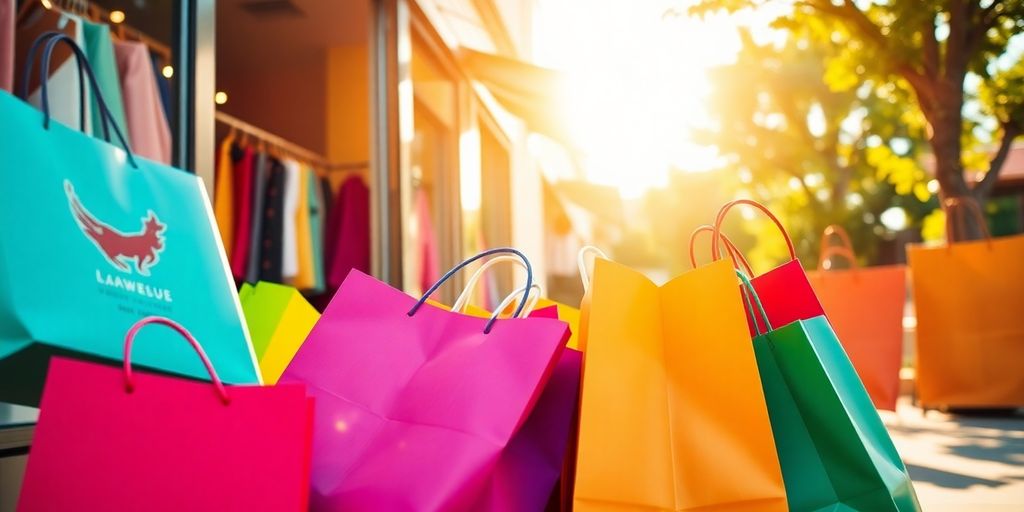 Sacs de shopping colorés sous le soleil d'été.