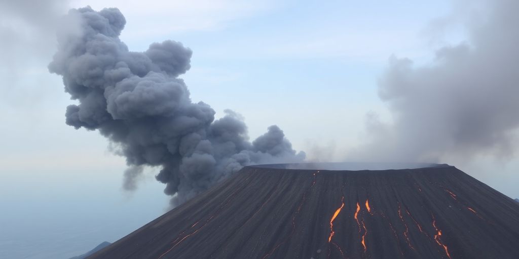 Volcan Lewotobi Laki-Laki en éruption, fumée et cendres. Photo.