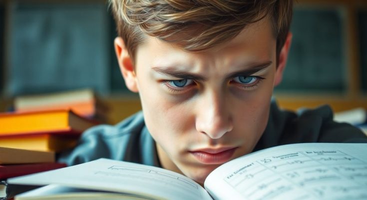 Adolescents stressés devant un examen de physique-chimie
