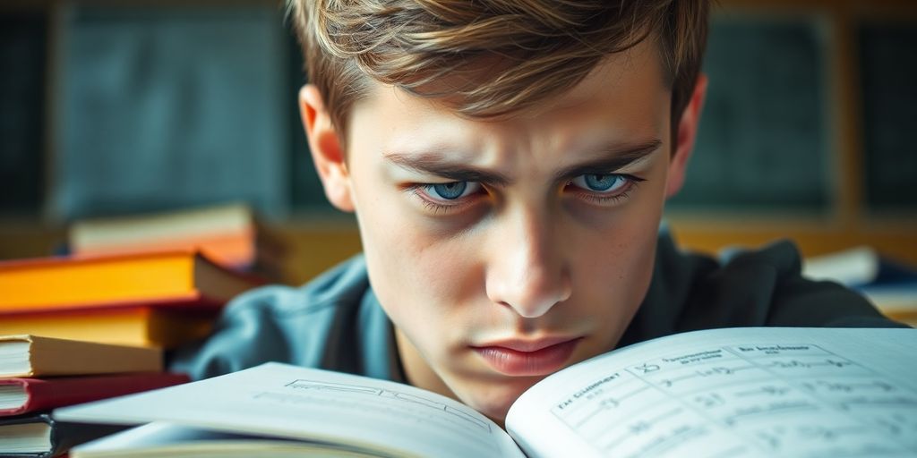 Adolescents stressés devant un examen de physique-chimie