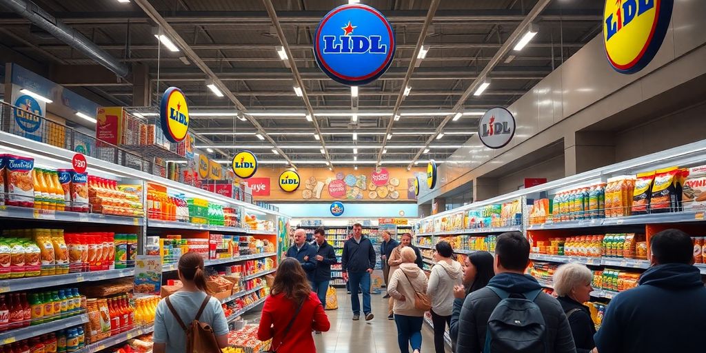 Magasin Lidl avec des produits à prix réduits