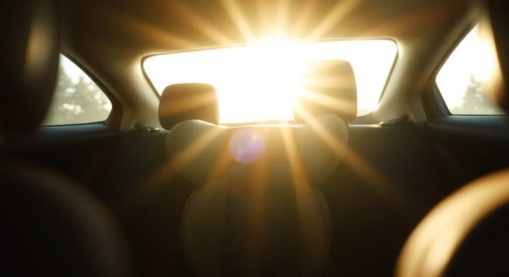 Intérieur voiture chaude, siège bébé vide