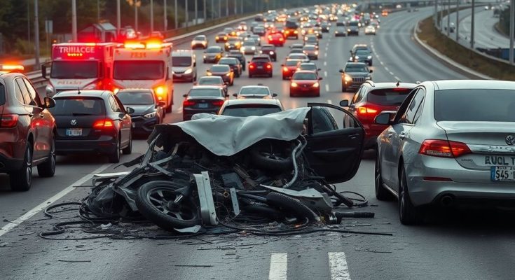 Accident de voiture sur l'autoroute A47