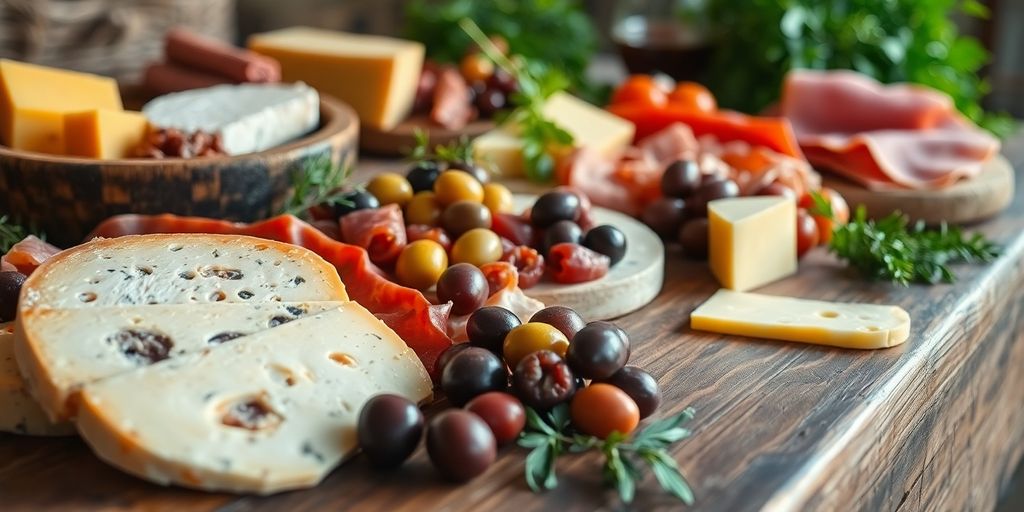 Plats drômois variés sur table rustique.
