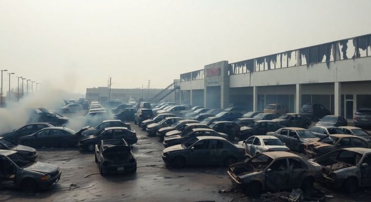 Voitures calcinées après un incendie à Aix-en-Provence