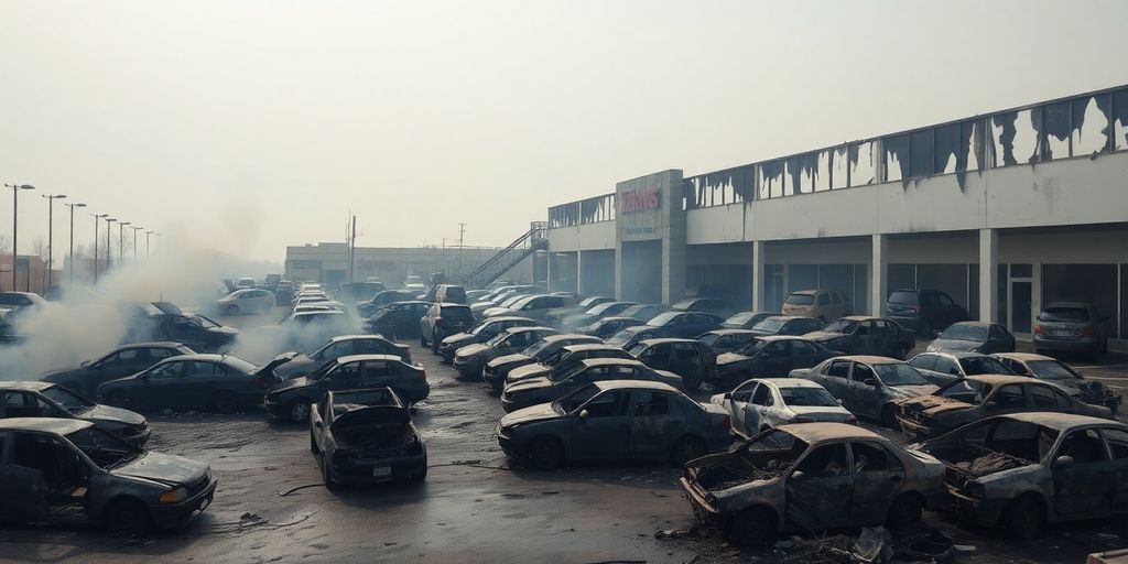 Voitures calcinées après un incendie à Aix-en-Provence