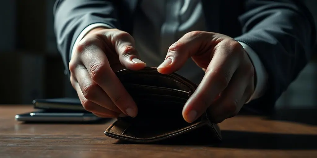 Hommed battu par de dures règles de chômage, désespéré.