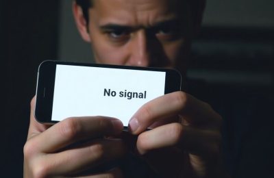 Personne frustrée regardant un téléphone déconnecté