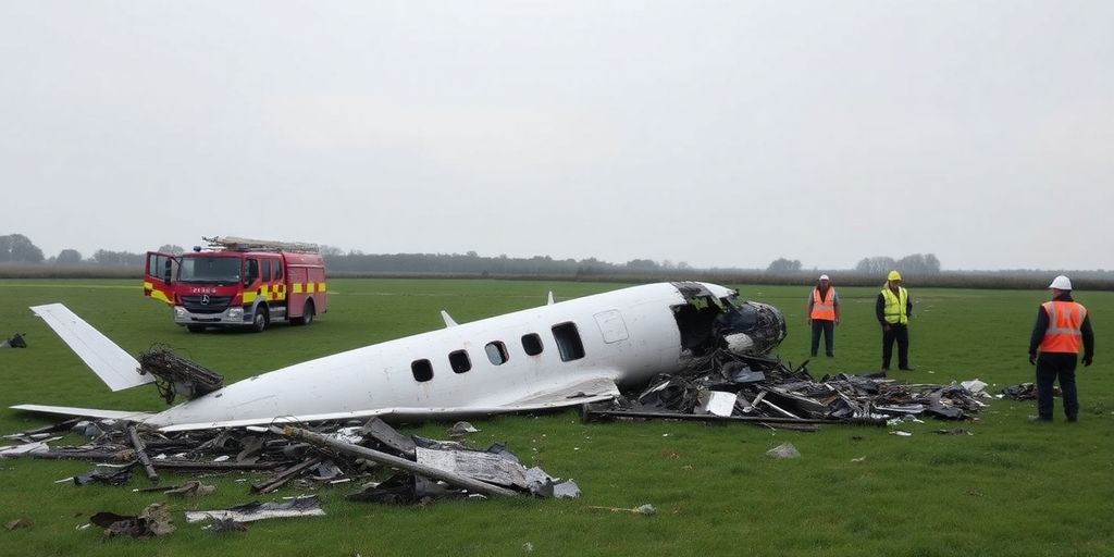 Crash d'avion, débris éparpillés dans un champ près de Chartres.