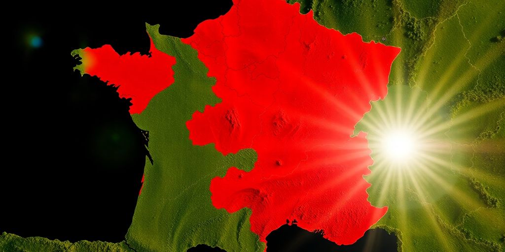 Carte de France métropolitaine, zones rouges intenses