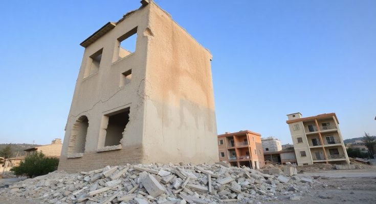 Bâtiment endommagé après un séisme en Turquie.