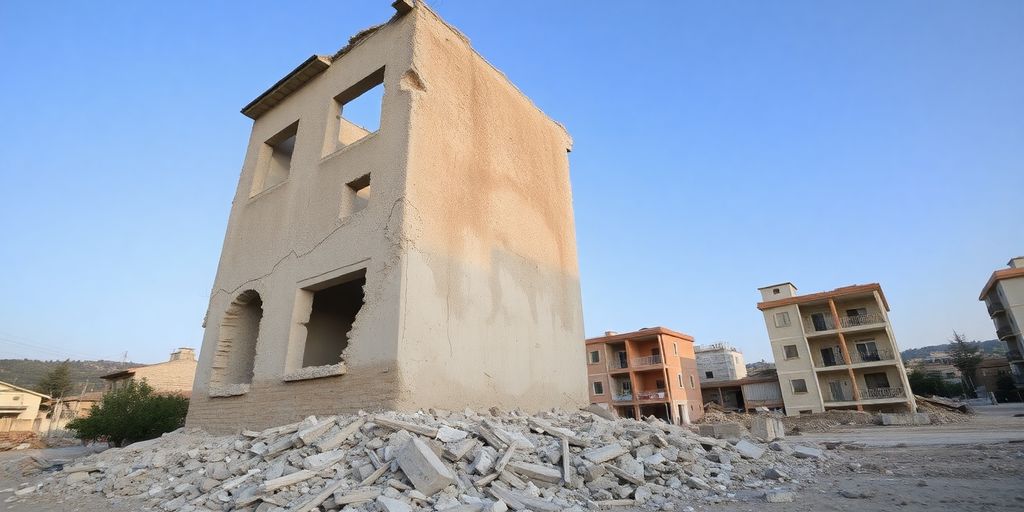 Bâtiment endommagé après un séisme en Turquie.
