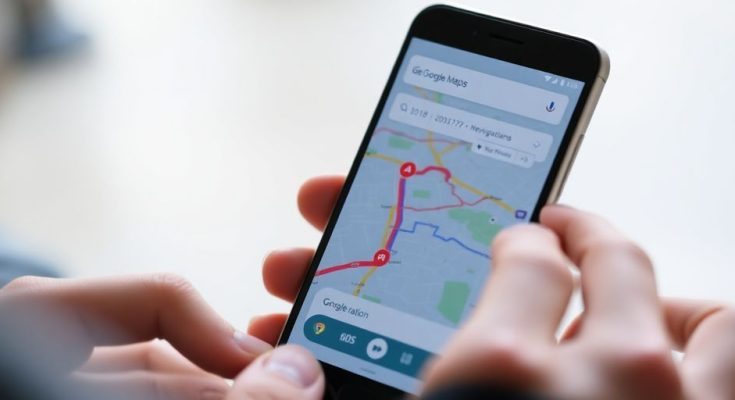Téléphone affichant Google Maps avec des itinéraires