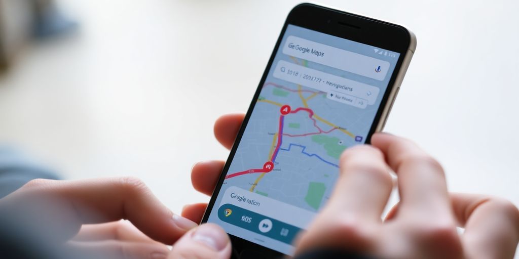 Téléphone affichant Google Maps avec des itinéraires