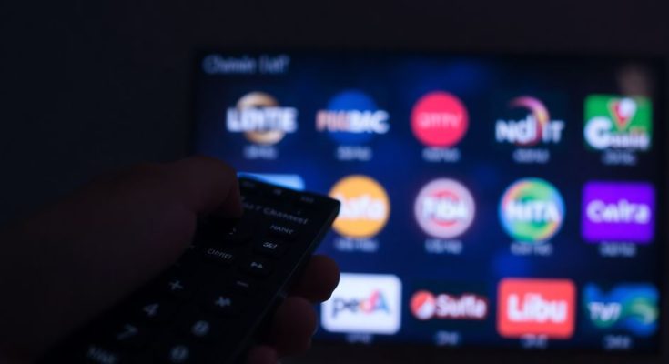 Télécommande, télévision, chiffres, changement, nuit, chaînes, TNT