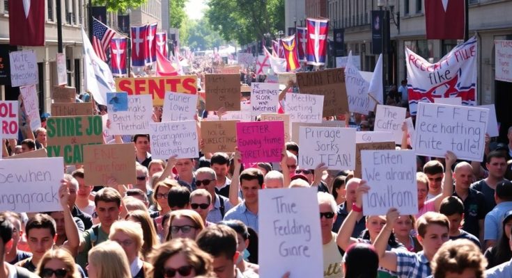 Manifestants brandissant des pancartes lors d'une manifestation.