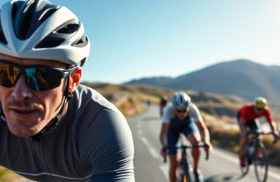 Cycliste en pleine action sur le Tour de France.