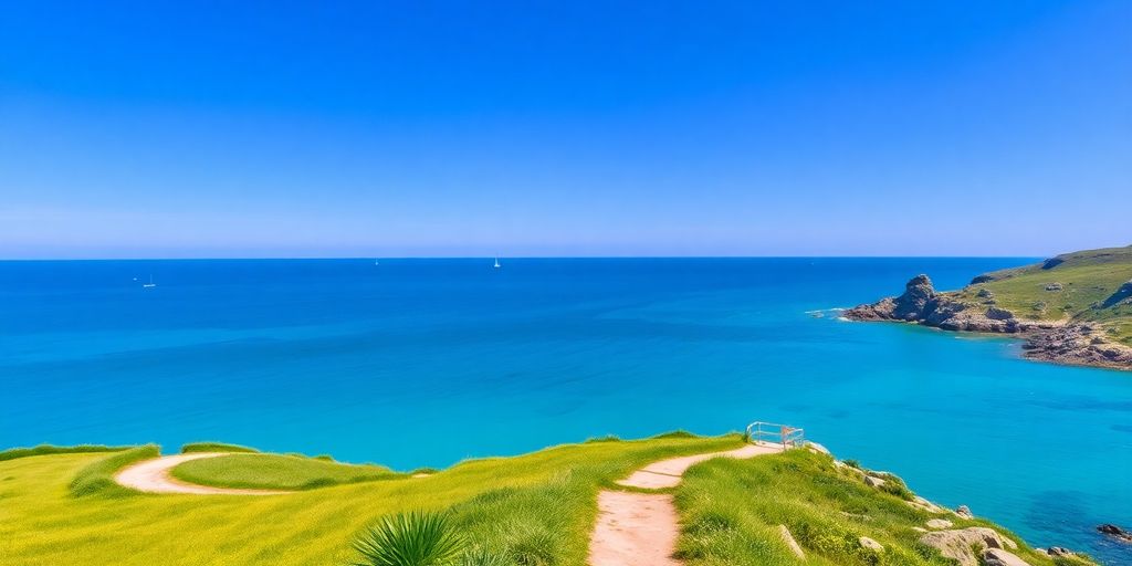 Paysage côtier breton, sentier écotouristique