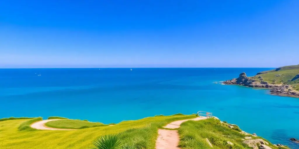 Paysage côtier breton, sentier écotouristique