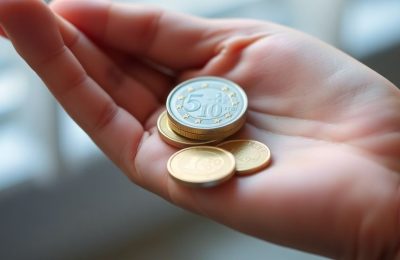 Main tenant des pièces de monnaie