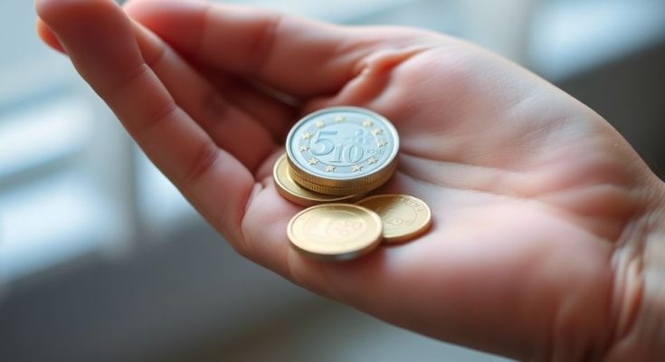 Main tenant des pièces de monnaie