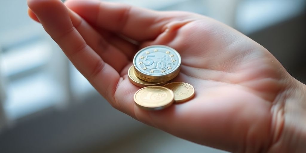 Main tenant des pièces de monnaie