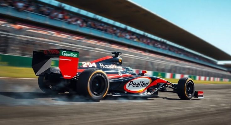 Formule 4 en pleine course sur piste.