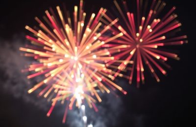 Feux d'artifice éclatants sur fond nocturne.